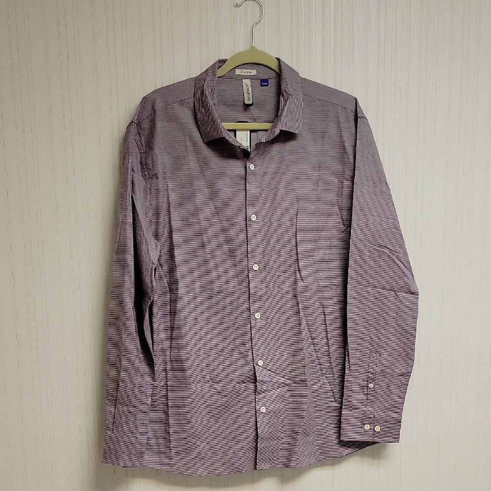 Artefact Long Sleeve Burgundy White Stripe Button Down Large New Business Office